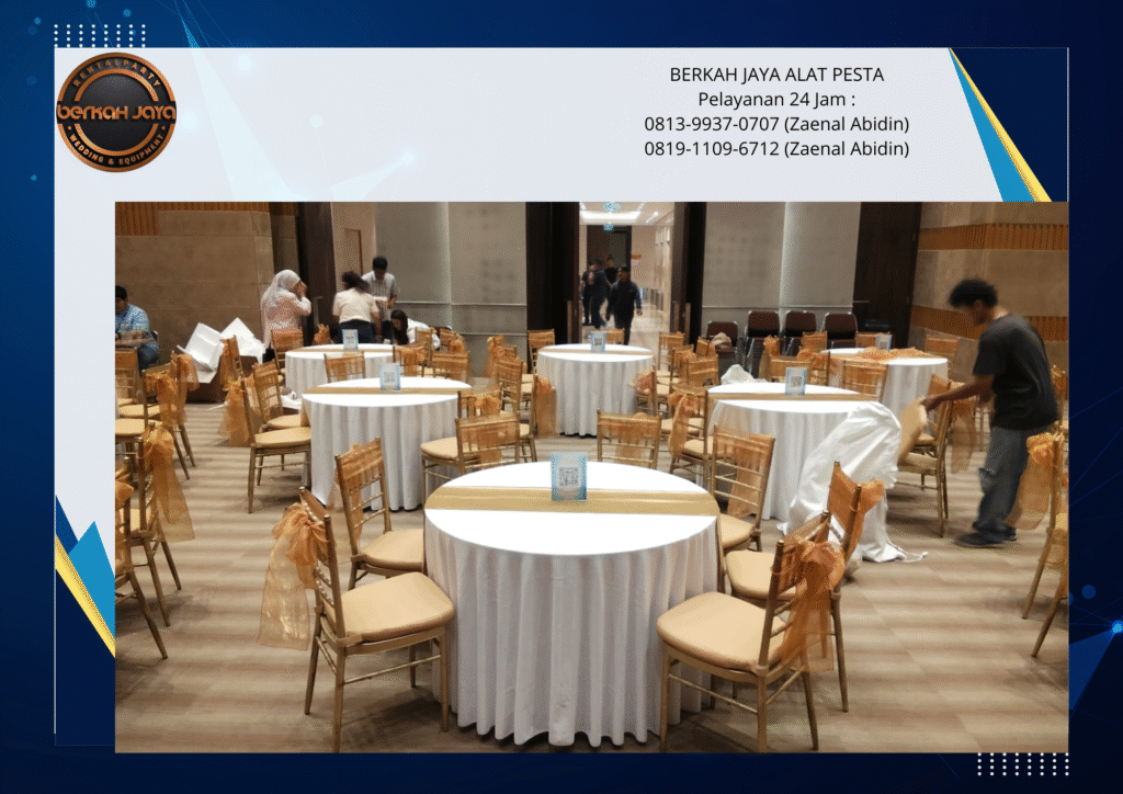 Jasa Sewa Meja Bulat Set Kursi Tiffany Gold Jakarta