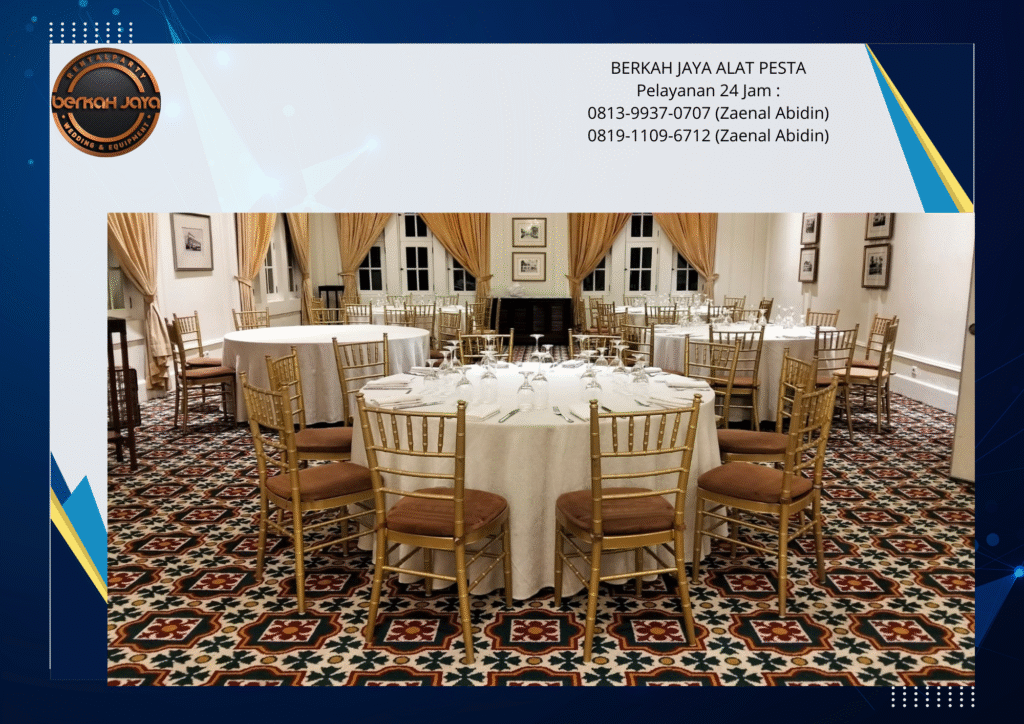 Jasa Sewa Meja Bulat Set Kursi Tiffany Gold Jakarta