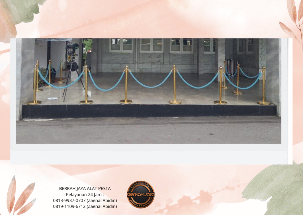 Rental Tiang Stainless Tali Bludru Biru Untuk Antrian Jakarta Selatan