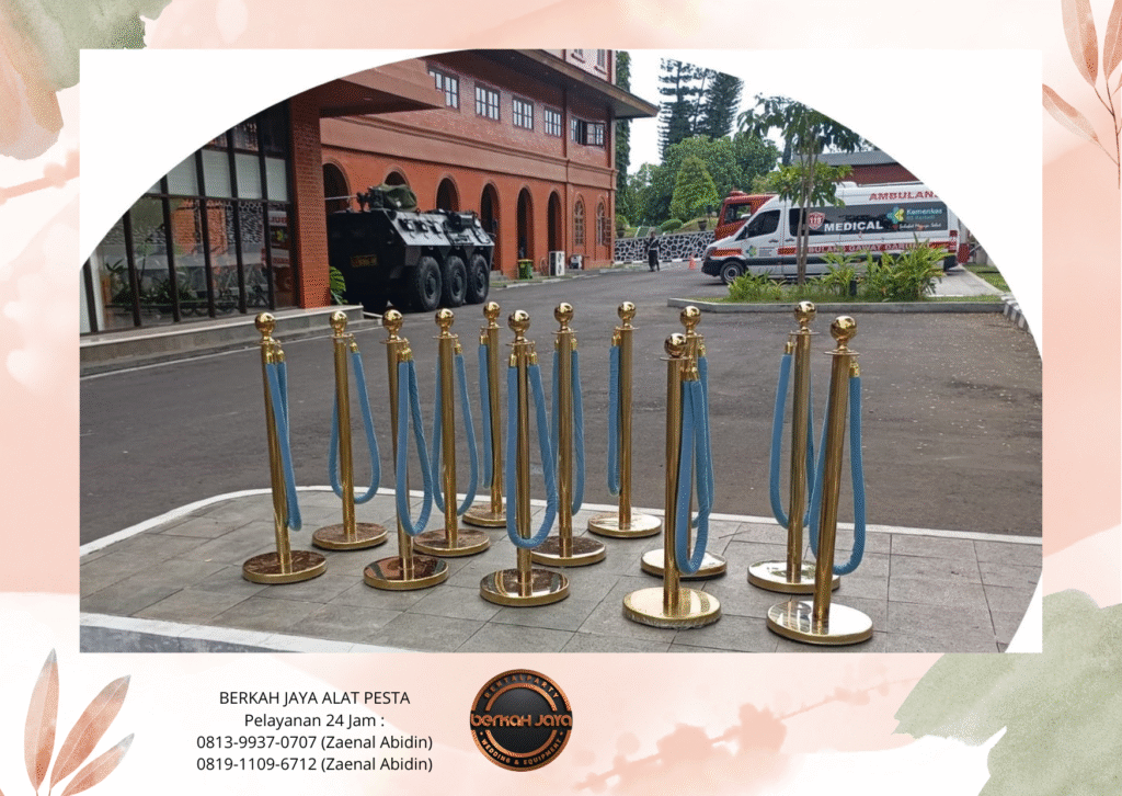 Rental Tiang Stainless Tali Bludru Biru Untuk Antrian Jakarta Selatan
