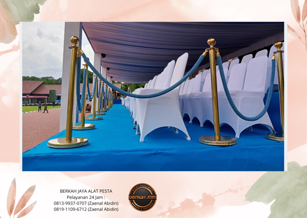 Rental Tiang Stainless Tali Bludru Biru Untuk Antrian Jakarta Selatan