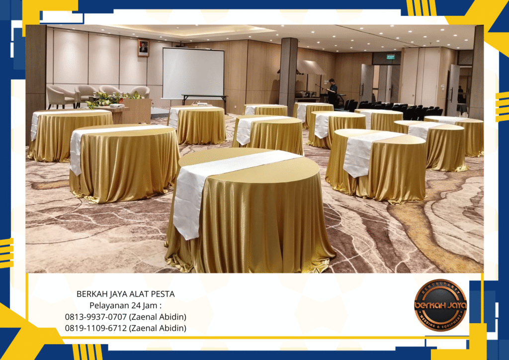 Sewa Meja Bundar Cover Gold Di Jakarta Pusat Fast Respon