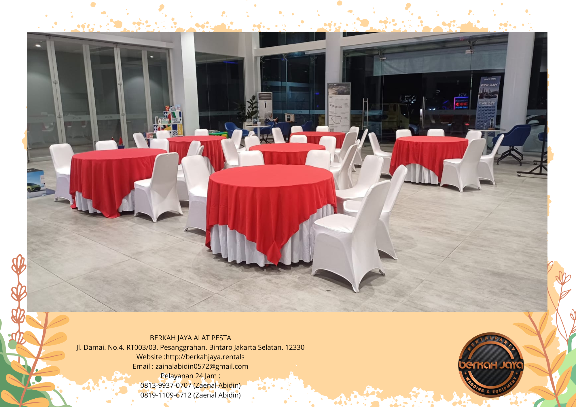 Pusat Rental Meja Bundar Full Cover Dan Accessories Jakarta Selatan