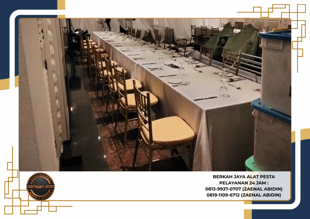 Sewa Long Table Dan Kursi Tiffany VIP Gold Di Jakarta Selatan