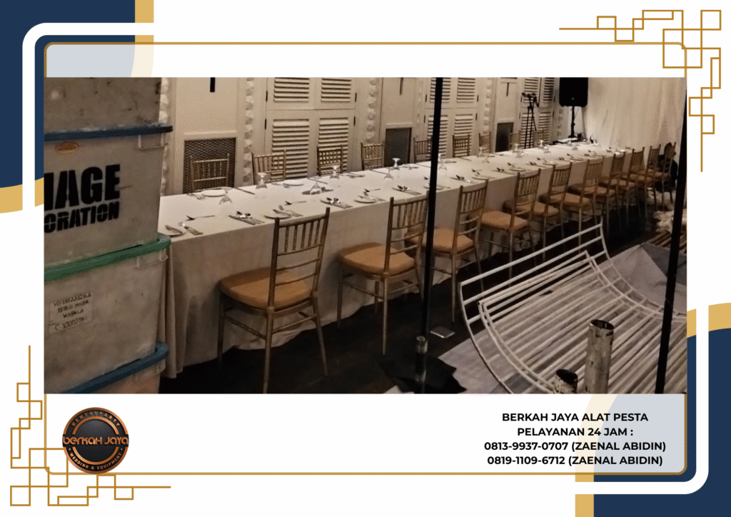 Sewa Long Table Dan Kursi Tiffany VIP Gold Di Jakarta Selatan