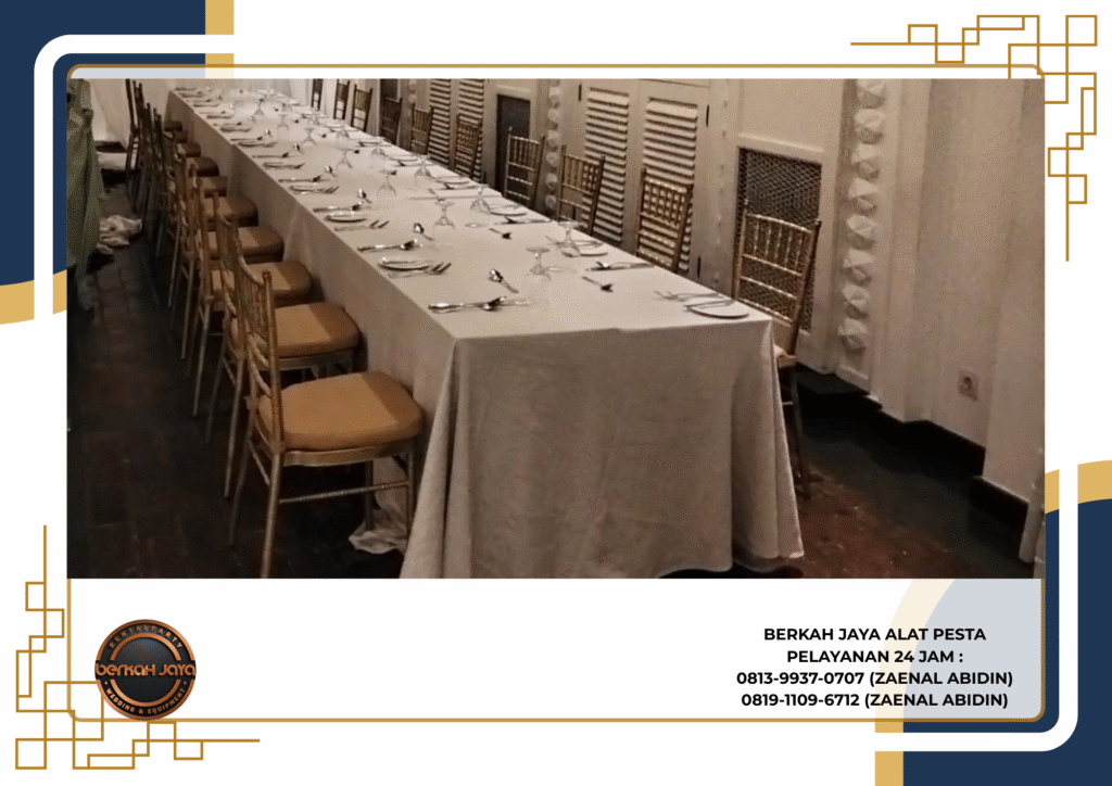 Sewa Long Table Dan Kursi Tiffany VIP Gold Di Jakarta Selatan