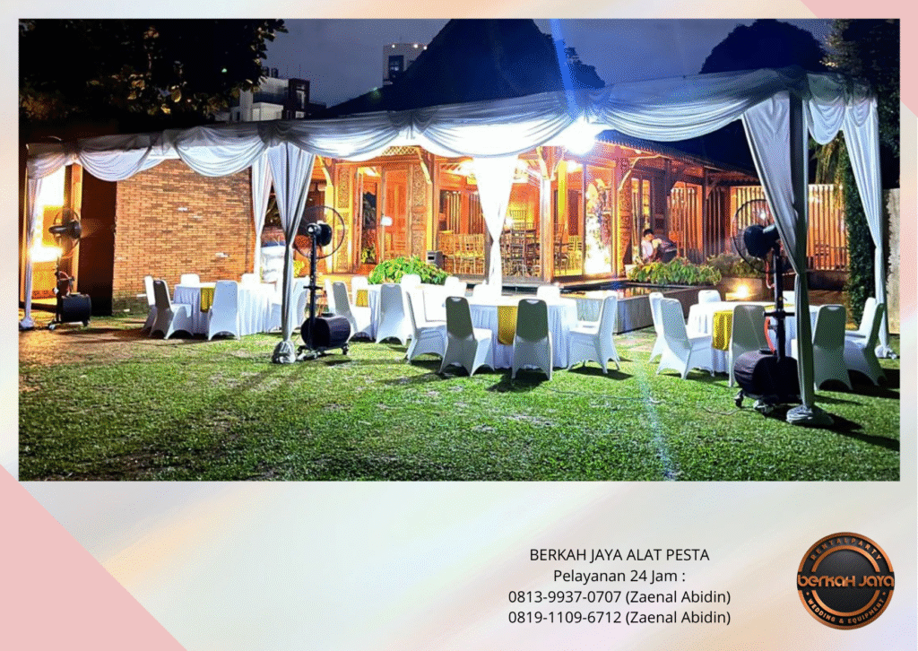 Sewa Tenda Dekor Serut Kain rempel Putih Jakarta Selatan