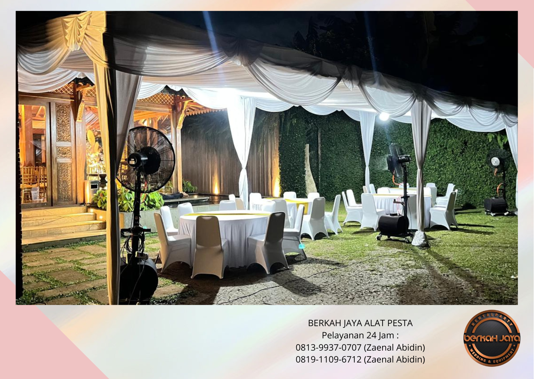 Sewa Tenda Dekor Serut Kain rempel Putih Jakarta Selatan