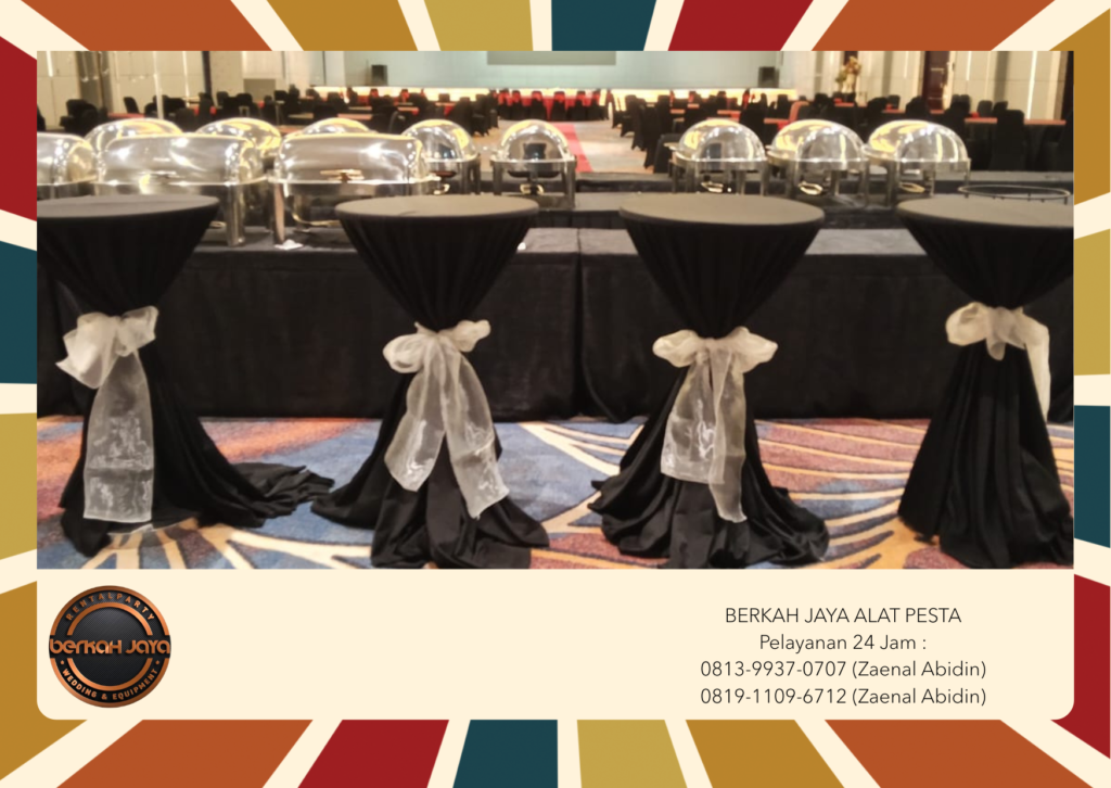 Sewa Barstool Cover Hitam Lengkap Pita Area Jakarta Selatan