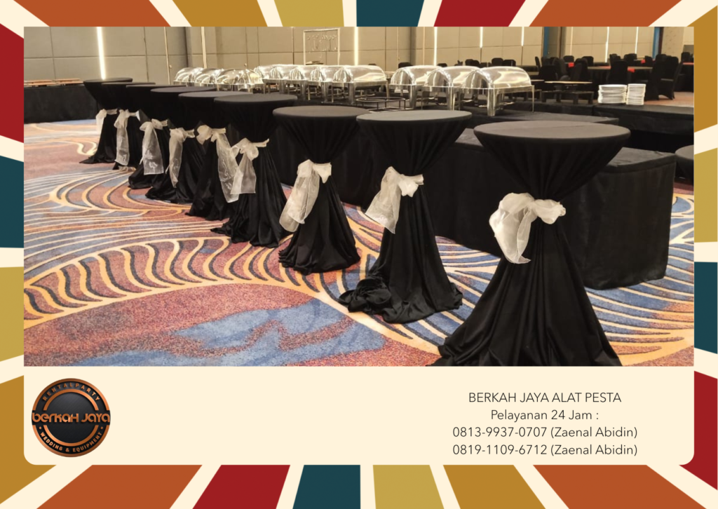 Sewa Barstool Cover Hitam Lengkap Pita Area Jakarta Selatan