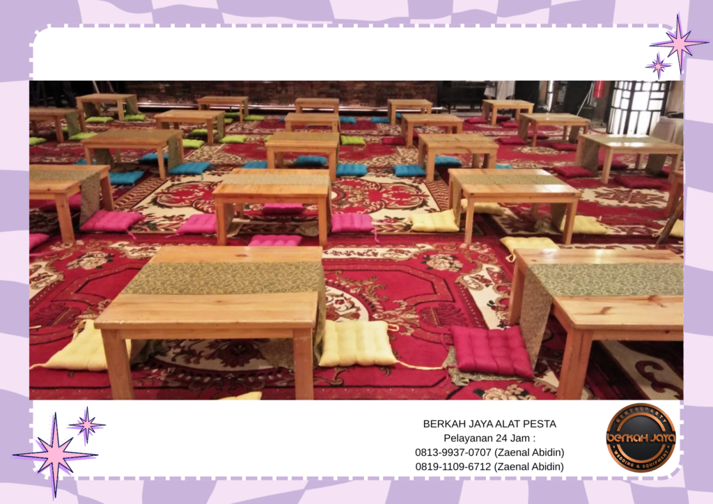 Sewa Meja Dan Bantal Lesehan Karpet Permadani Area Jakarta Selatan