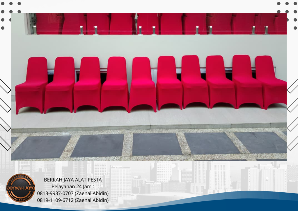 Sewa Kursi Susun Sarung Kursi Merah Ketat Jakarta Selatan