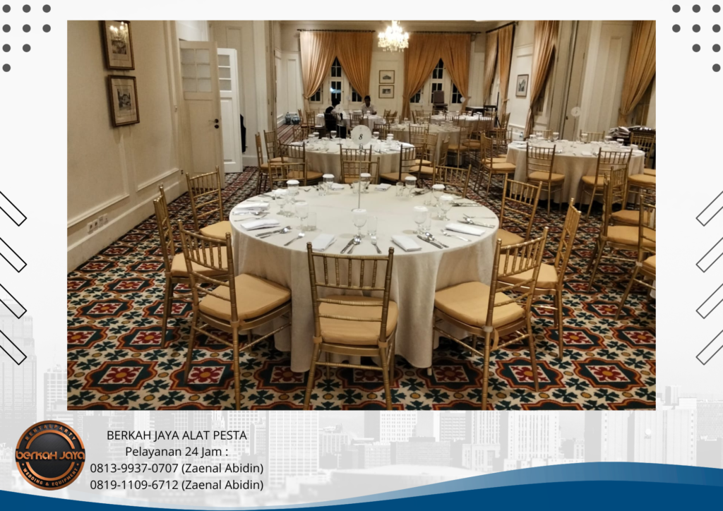 Sewa Meja Bulat Cover Tebar Dan Kursi Tiffany Area Jakarta Selatan