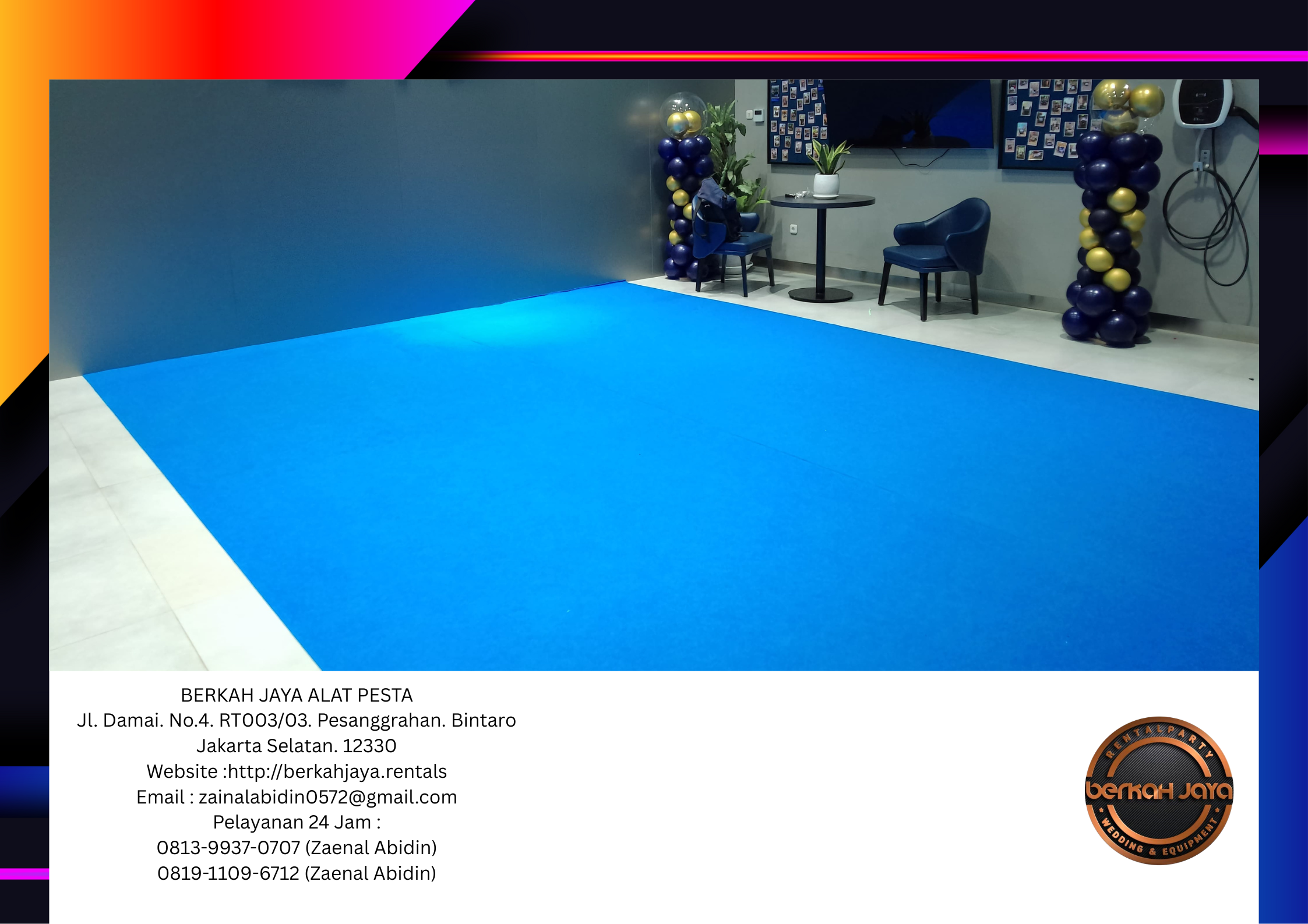Sewa Karpet Biru Merk Buana Event BYD Harmony Jakarta