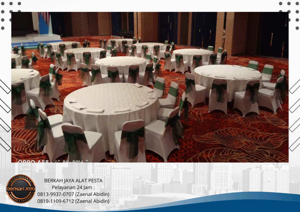 Sewa Meja Bundar Kursi Event Cover Putih Ready Banyak Area Jakarta Selatan