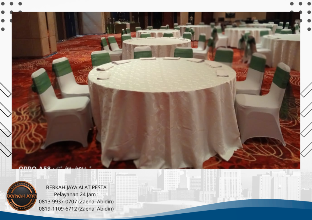 Sewa Meja Bundar Kursi Event Cover Putih Ready Banyak Area Jakarta Selatan