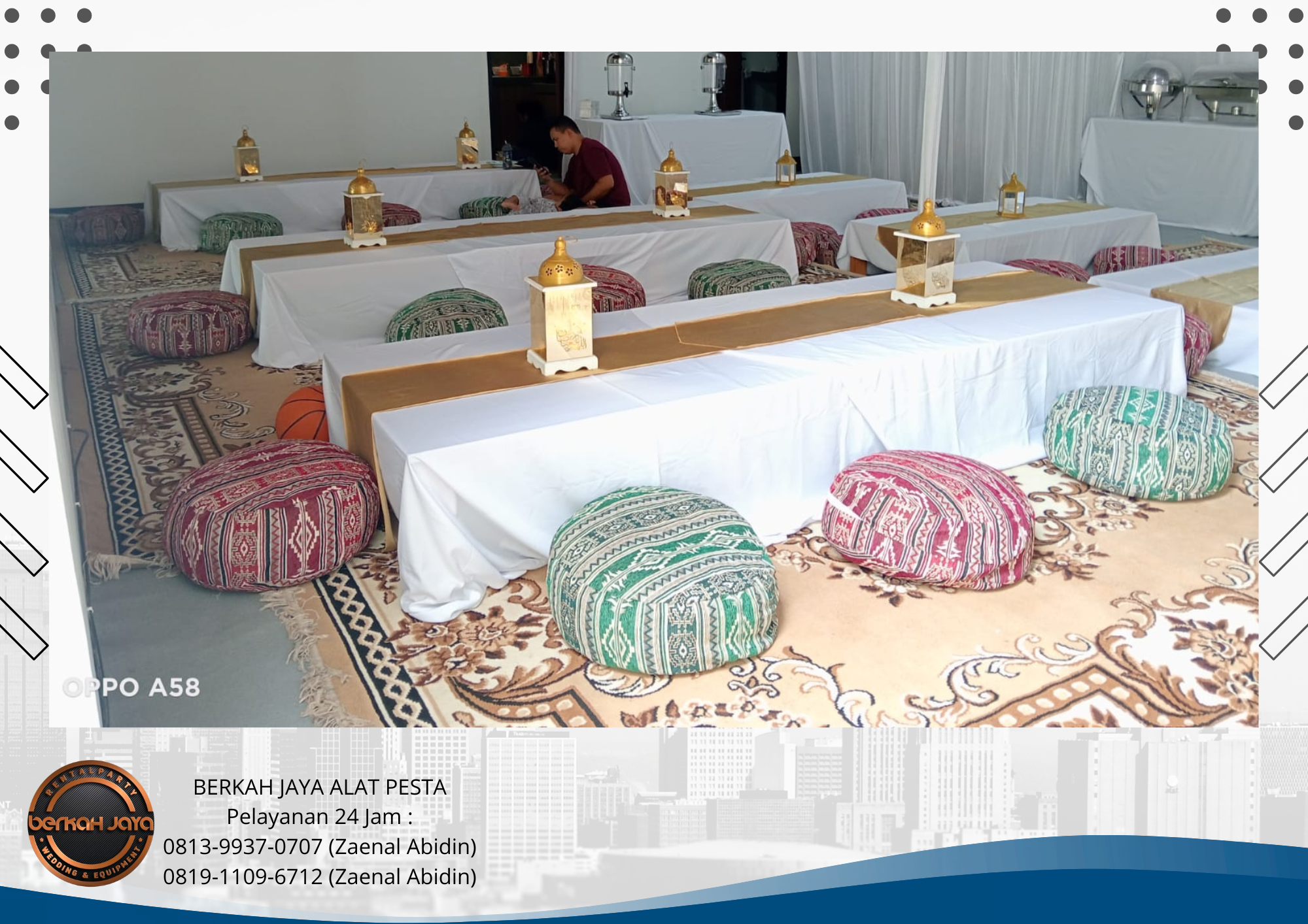 Sewa Meja Kotak Type Lesehan Cover Warna Warni Area Jakarta Selatan