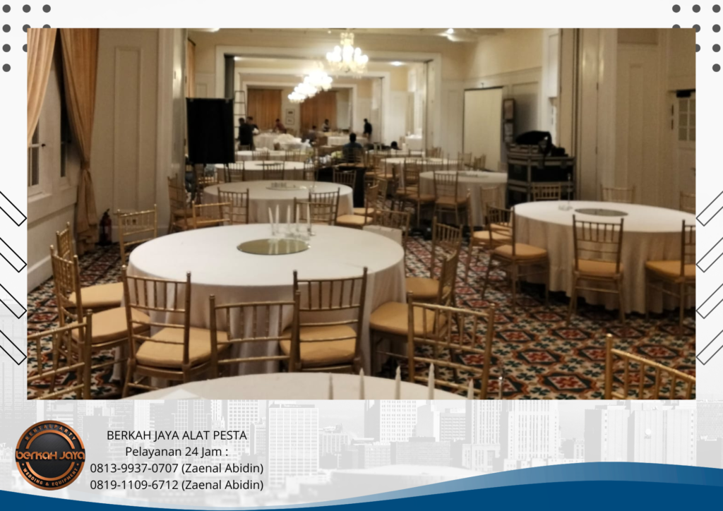 Sewa Round Table Taplak Putih Kursi Tiffany Gold Jakarta Selatan