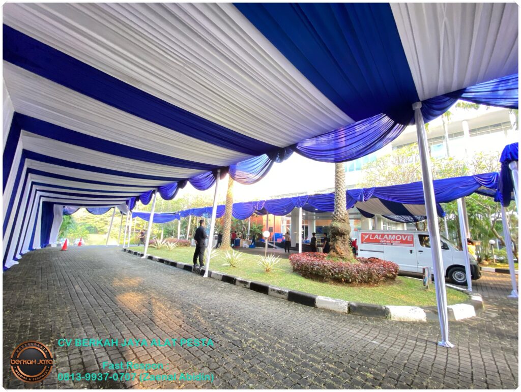 Sewa Tenda Kain Serut Putih Biru Jakarta Selatan