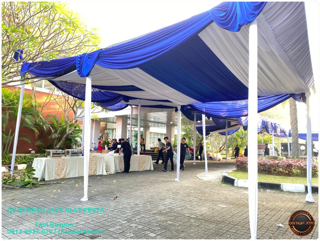Sewa Tenda Kain Serut Putih Biru Jakarta Selatan