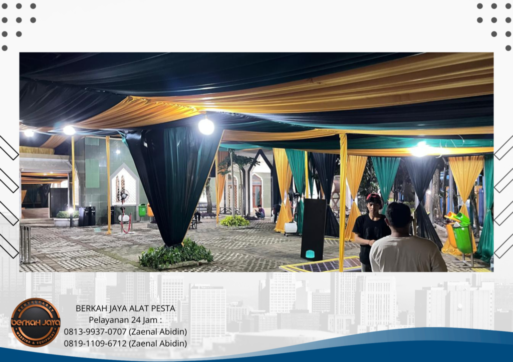 Sewa Tenda Serut Kain Hitam Gold Area Jakarta Selatan