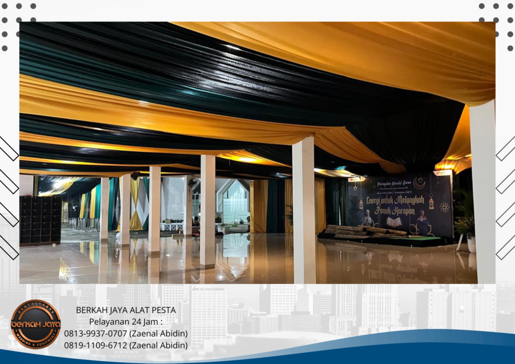 Sewa Tenda Serut Kain Hitam Gold Area Jakarta Selatan