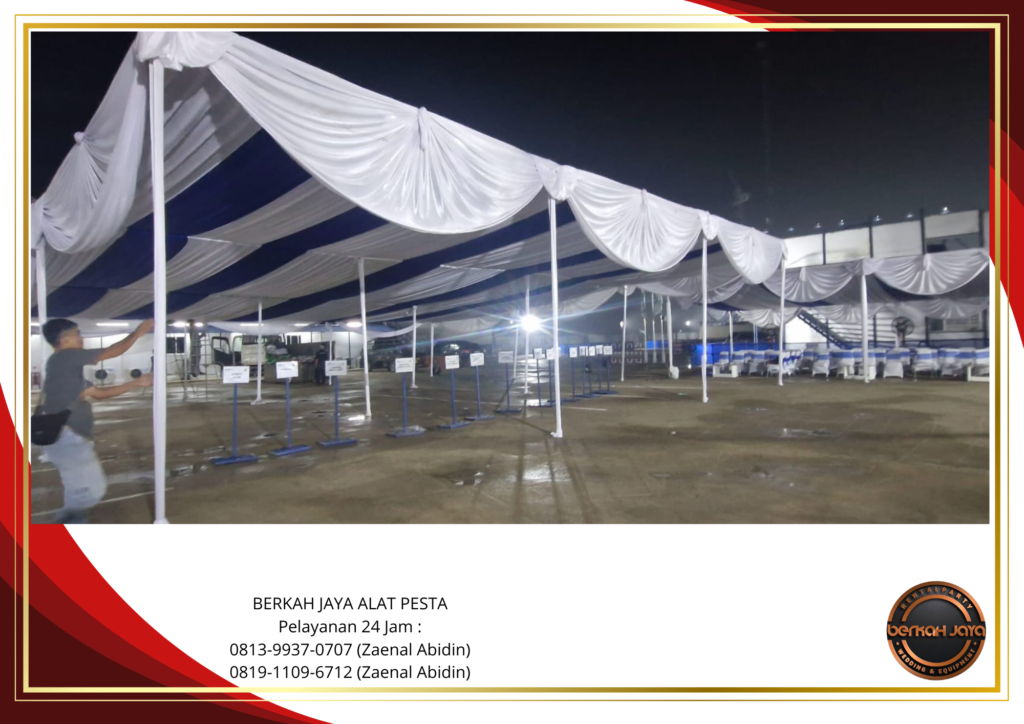 Sewa Tenda Serut Kain Rempel Putih Area Jakarta Selatan