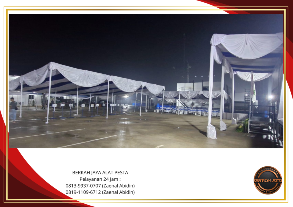 Sewa Tenda Serut Kain Rempel Putih Area Jakarta Selatan
