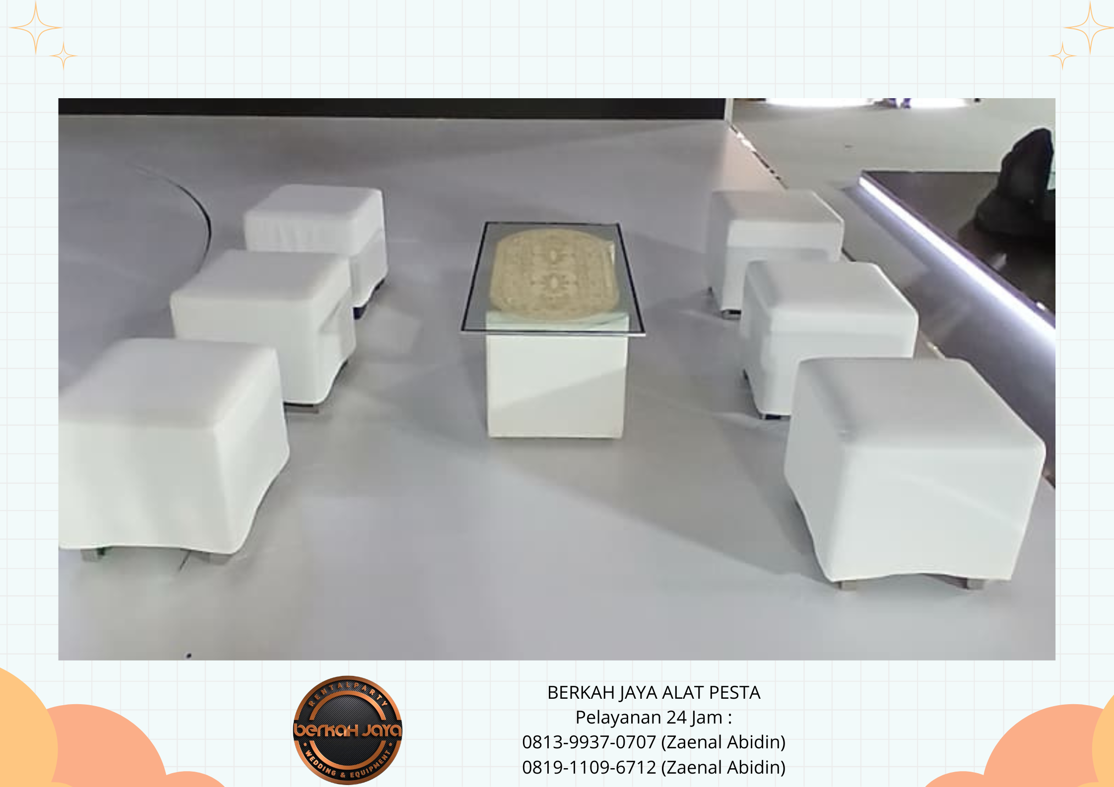 Jasa sewa Meja Bar Dan Kursi Puff Kotak Area Jakarta Selatan