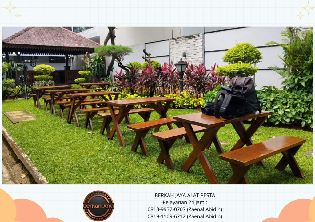 Sewa Kursi Meja Taman Kayu Kaki Silang Area Bintaro Jakarta Selatan