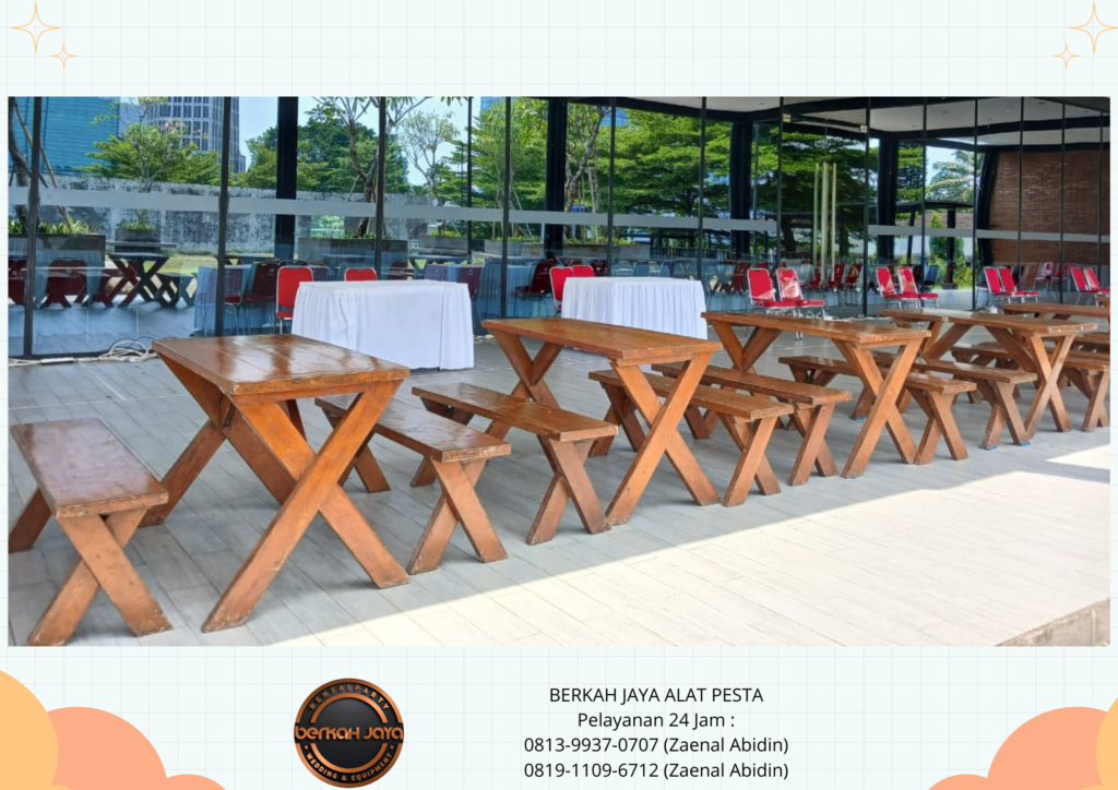 Sewa Kursi Meja Taman Kayu Kaki Silang Area Bintaro Jakarta Selatan