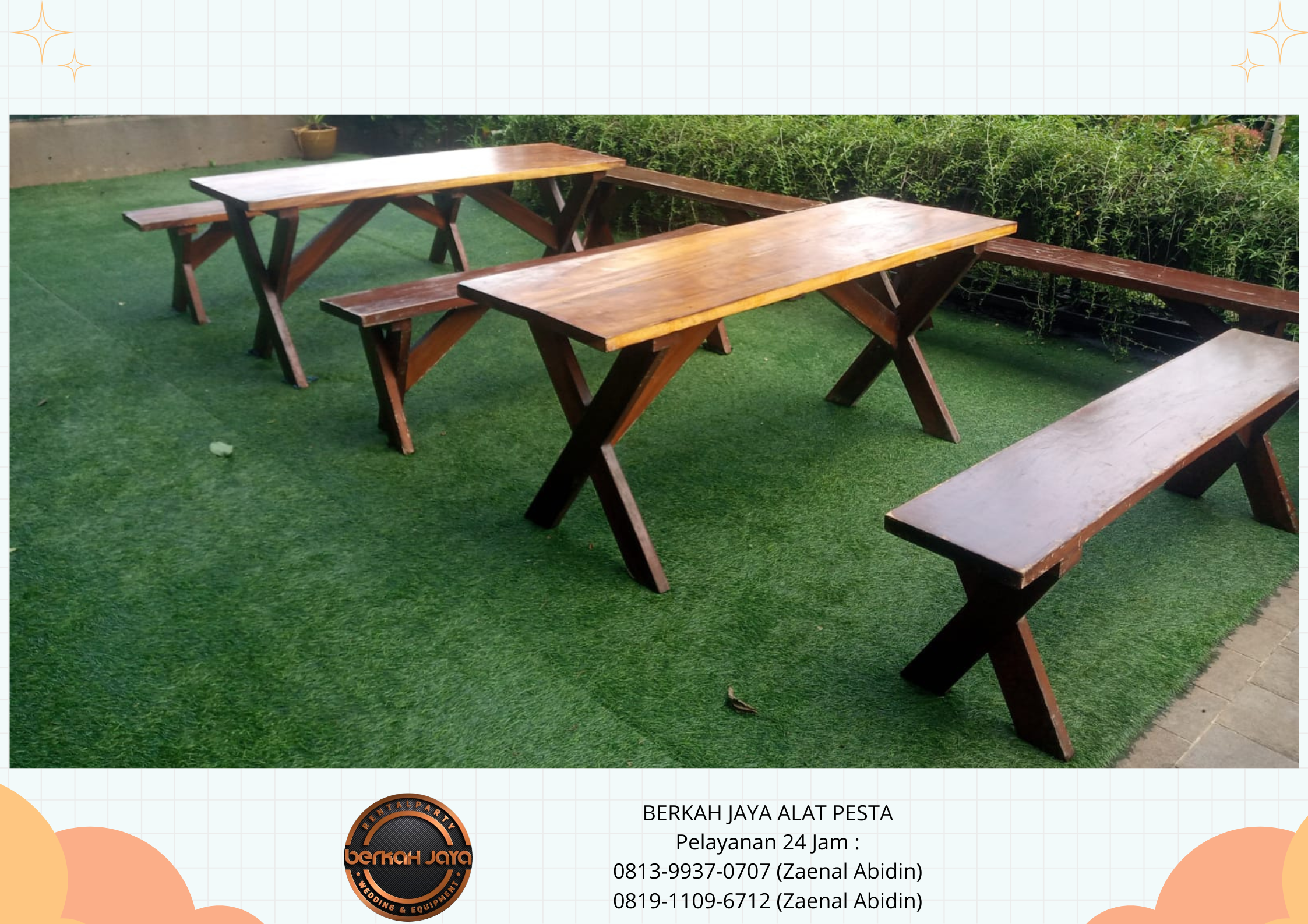 Sewa Kursi Meja Taman Kayu Kaki Silang Area Bintaro Jakarta Selatan