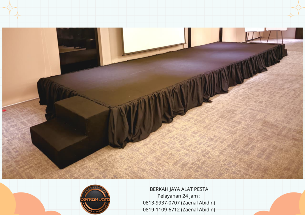 Sewa Panggung Indoor Cover Karpet Dan Poni Hitam Jakarta Selatan