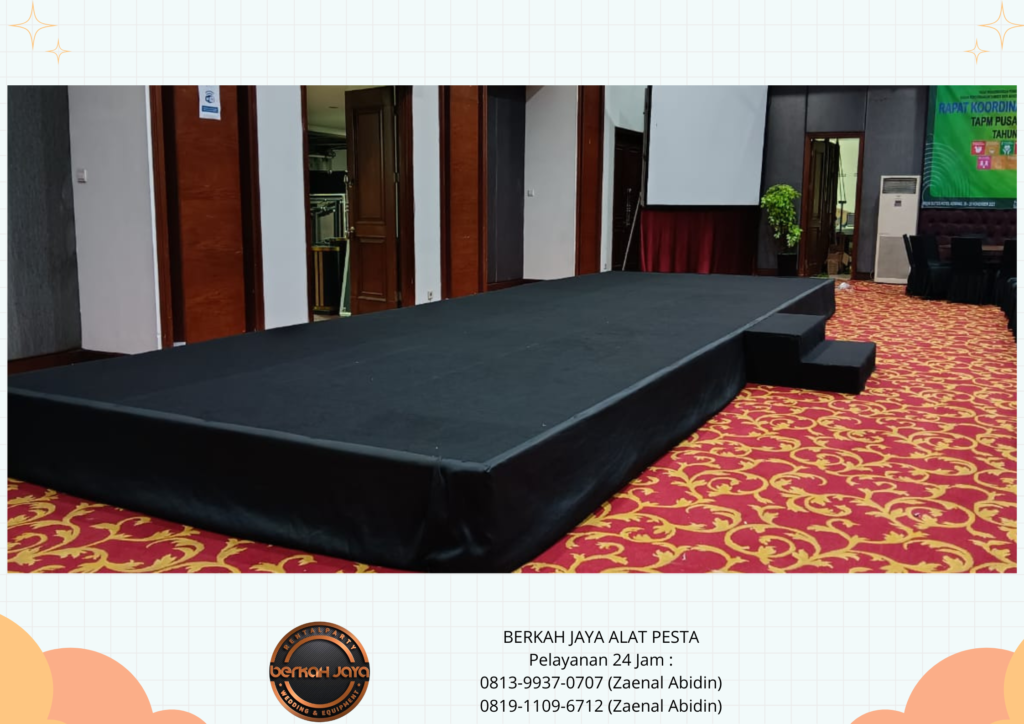 Sewa Panggung Indoor Cover Karpet Dan Poni Hitam Jakarta Selatan