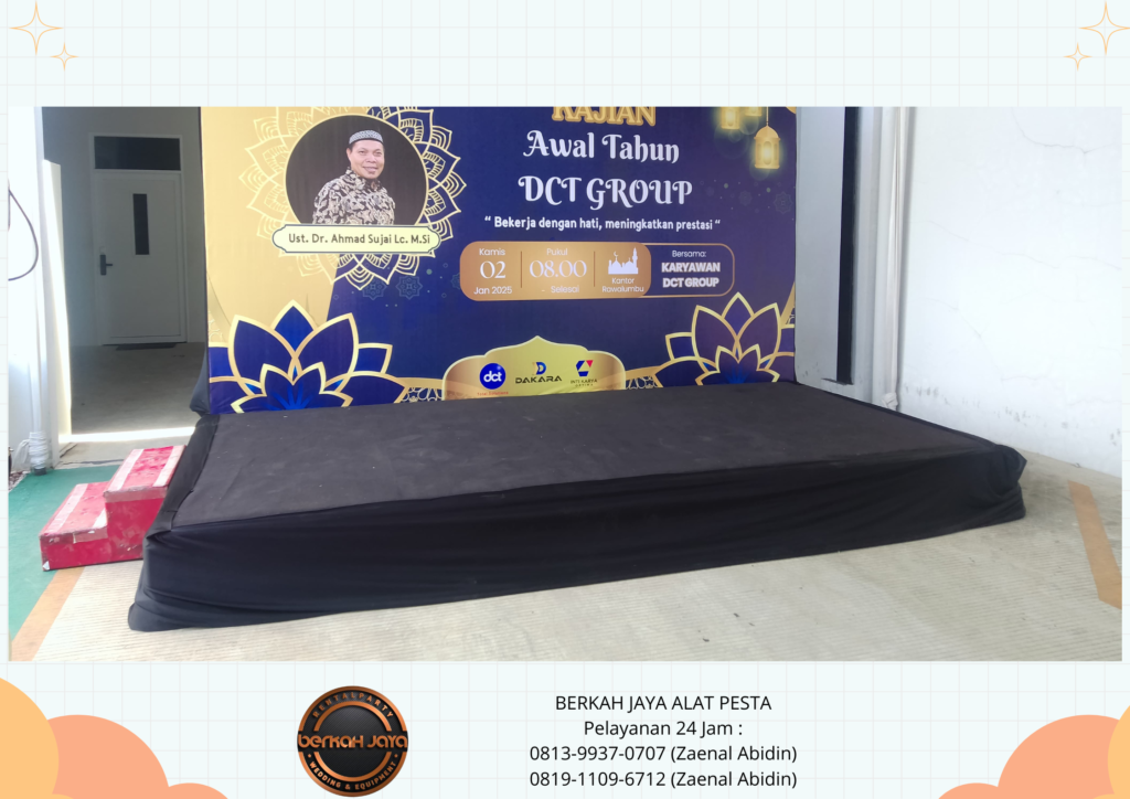 Sewa Panggung Indoor Cover Karpet Dan Poni Hitam Jakarta Selatan