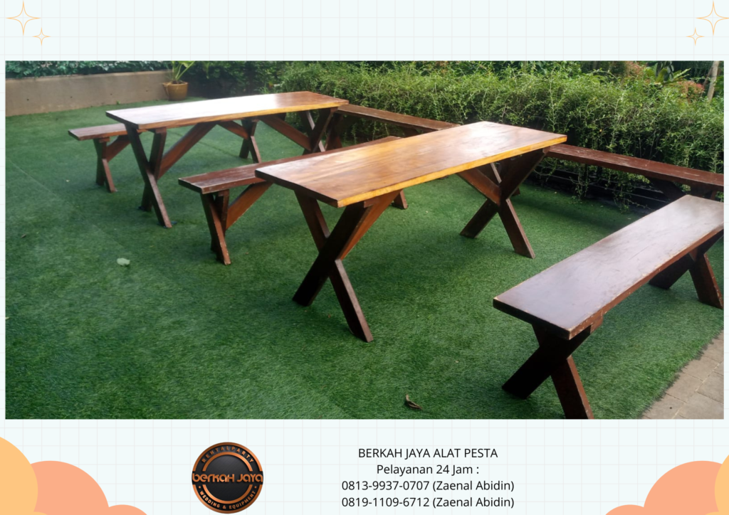 Rental Meja Kursi Taman Kayu Type Kaki Extra Area Jakarta Selatan