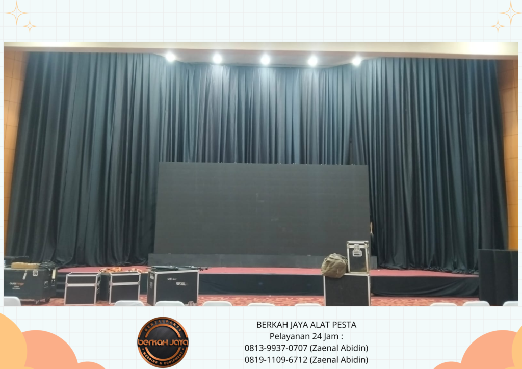 Rental Tirai Hitam Bahan Lotto Tebal Area Tangerang Selatan
