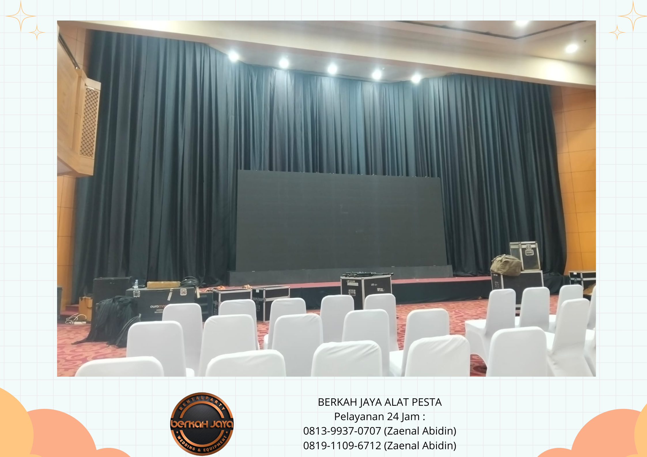 Rental Tirai Hitam Bahan Lotto Tebal Area Tangerang Selatan