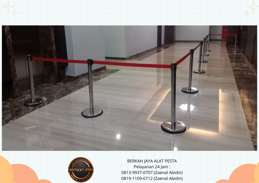 Sewa Tiang Antrian Stainless Type Tali Merah Jakarta Selatan