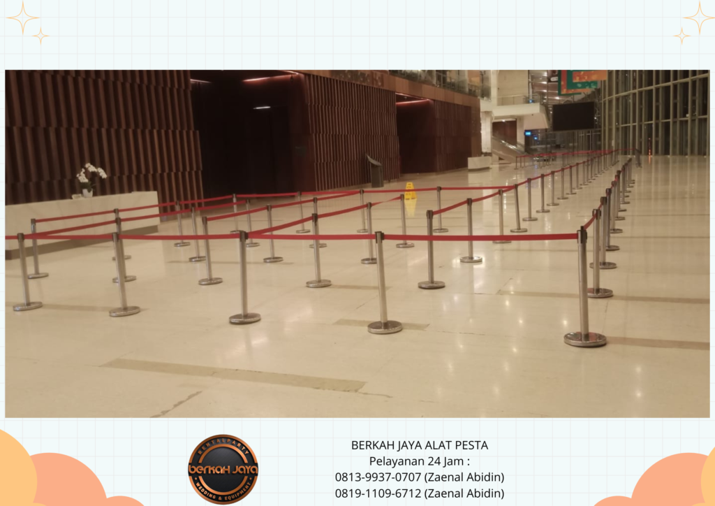 Sewa Tiang Antrian Stainless Type Tali Merah Jakarta Selatan