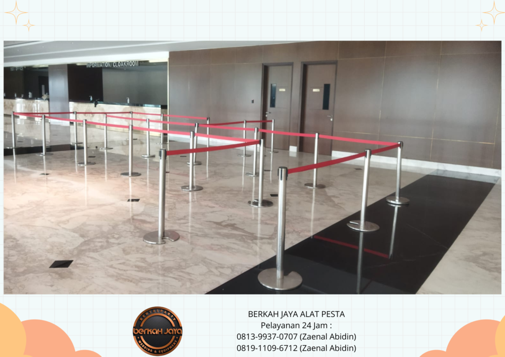 Sewa Tiang Antrian Stainless Type Tali Merah Jakarta Selatan