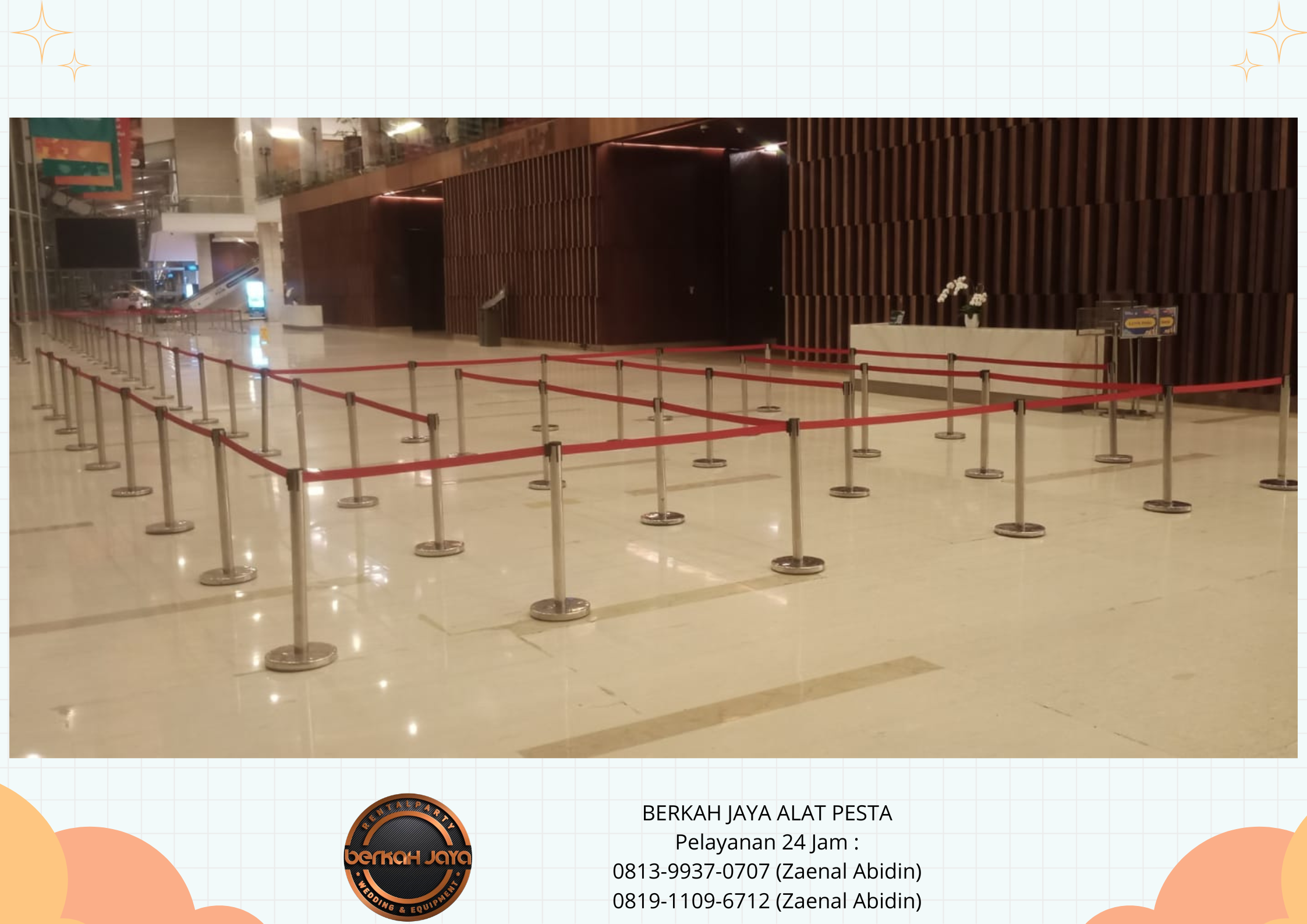 Sewa Tiang Antrian Stainless Type Tali Merah Jakarta Selatan
