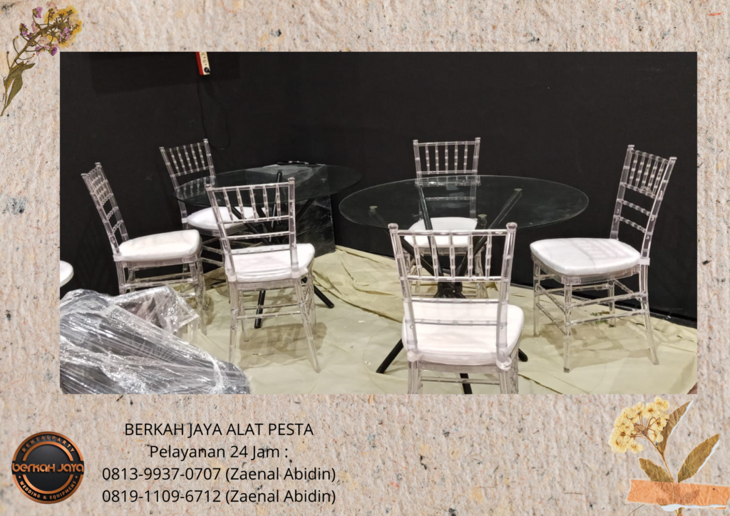 Rental MEJA DEALING KACA Sewa KURSI ACRYLIC TIFFANY Jakarta Selatan