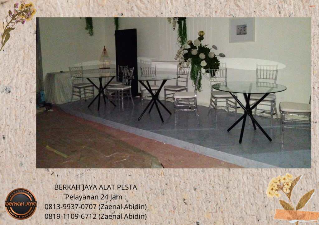 Rental MEJA DEALING KACA Sewa KURSI ACRYLIC TIFFANY Jakarta Selatan