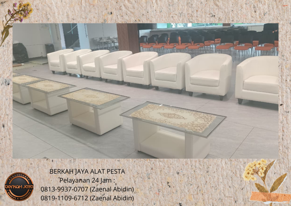 Rental SOFA OVAL MEJA KACA KOTAK VIP Jakarta Selatan