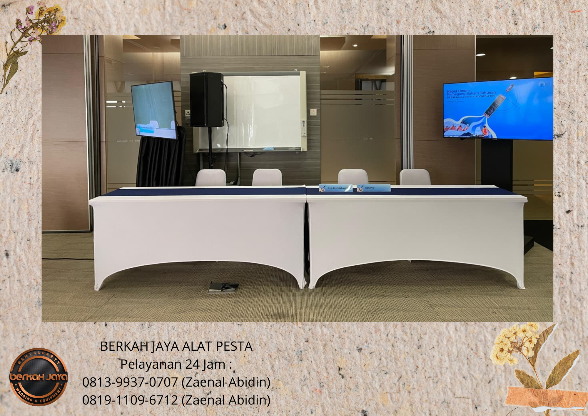 Sewa KURSI MEJA COVER PUTIH Event Bakrie Tower Jakarta