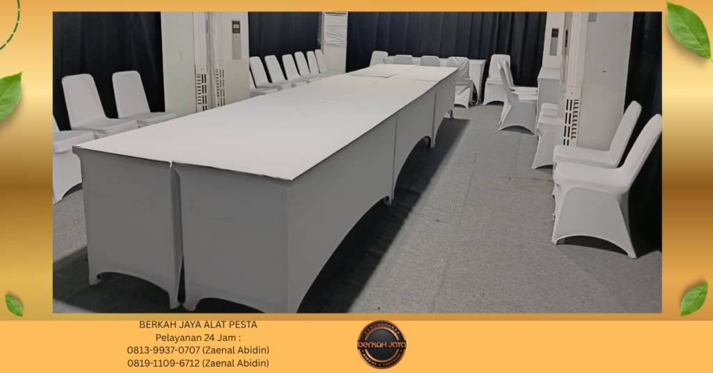 Rental MEJA IBM KURSI SUSUN STAINLESS COVER PUTIH Jakarta Selatan