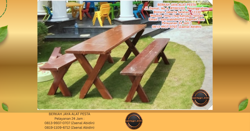 Rental BANGKU TAMAN KAKI SILANG PLUS MEJA Jakarta Selatan