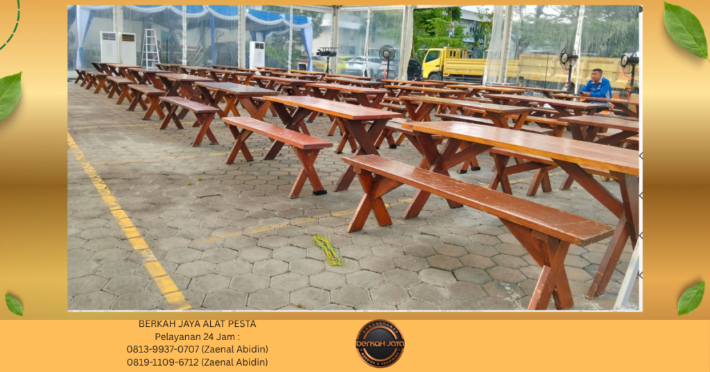 Rental BANGKU TAMAN KAKI SILANG PLUS MEJA Jakarta Selatan