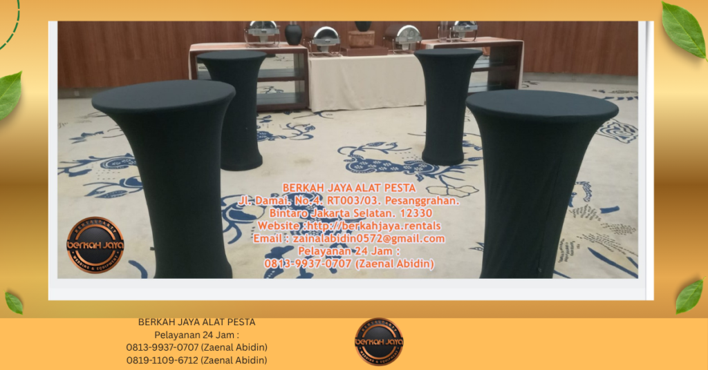 Sewa MEJA BARSTOOL MEJA IBM COVER HITAM KETAT Jakarta Selatan